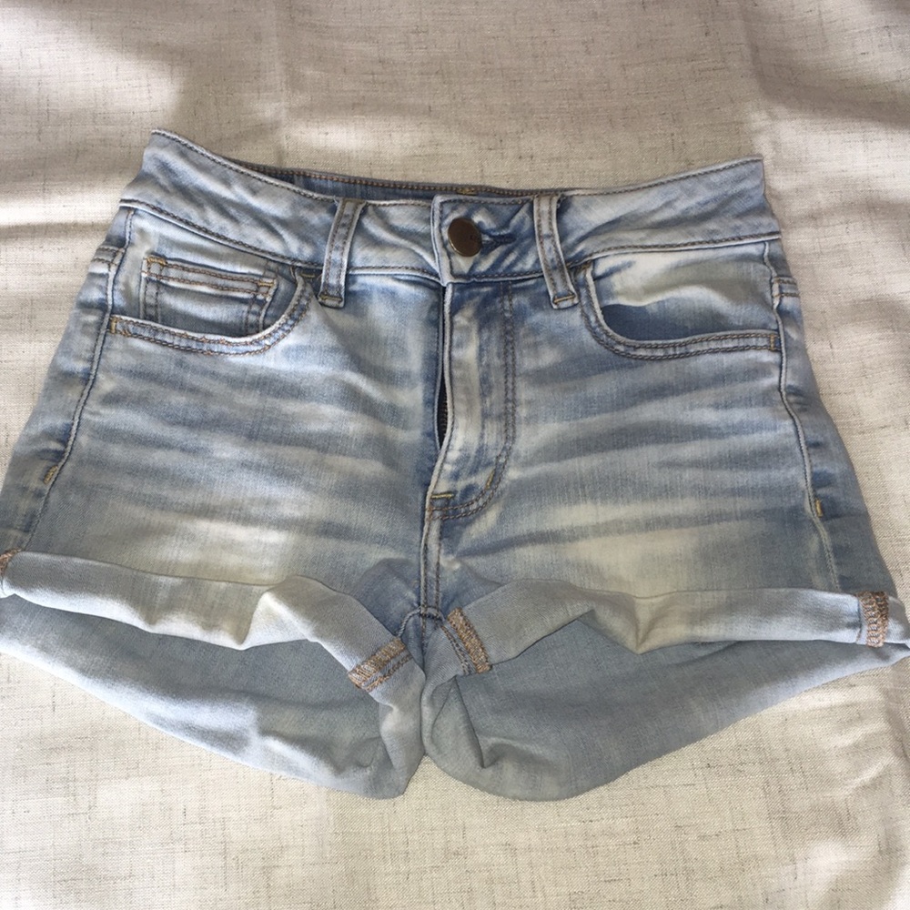 Light Denim High Waisted Shorts